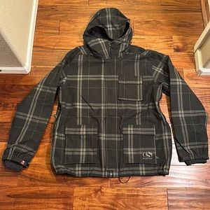 Men’s Bonfire Ski/Snowboard Jacket - Black/Grey Plaid - Size XXL